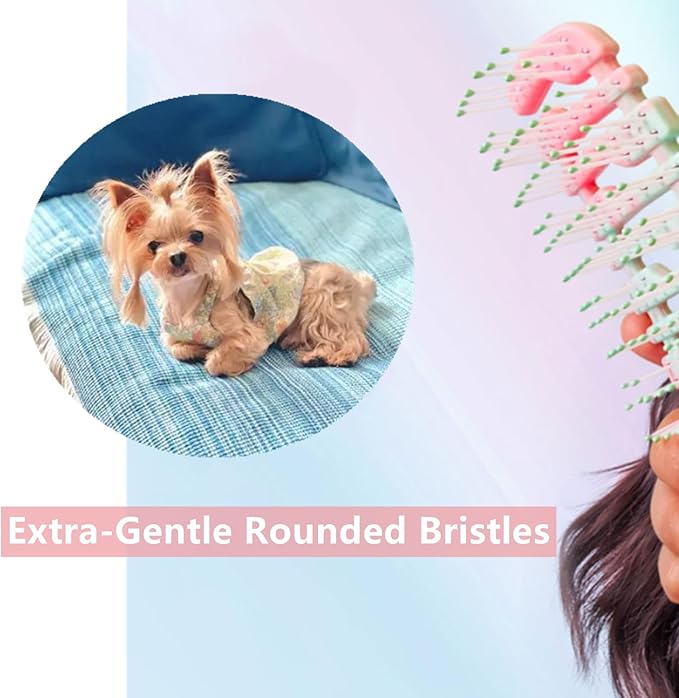 hhfvvdaRidge Design Puppy Brush - Soft Bristle Gentle Grooming Tool for Small Dogs - Pet Hair Care for Yorkie, Maltese, Shih Tzu, Maltipoo - Gradient Color