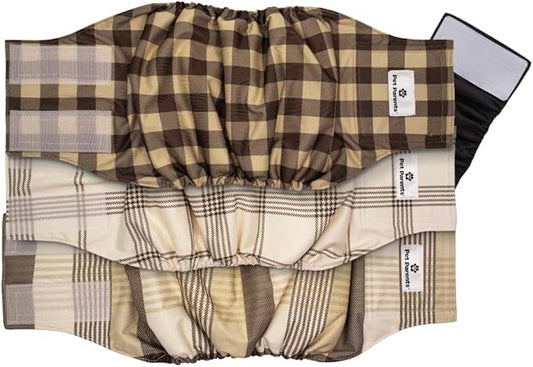 Pet Parents® Washable Belly Bands for Male Dogs (3pack) + Extendrs® of Durable Dog Diapers Male, Premium Male Dog Diapers & Dog Wraps (Medium, Oxford)