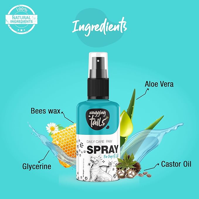 Wagging Tails 6-in-1 Paw Spray for Dogs and Cats, 3.38 fl oz Pack of 2 | All-Weather Pet Spray | Soothes Elbows & Paws, Heals Cracked Paws, Moisturizes Paw Pads | Controls Odor & Keeps Pets Clean