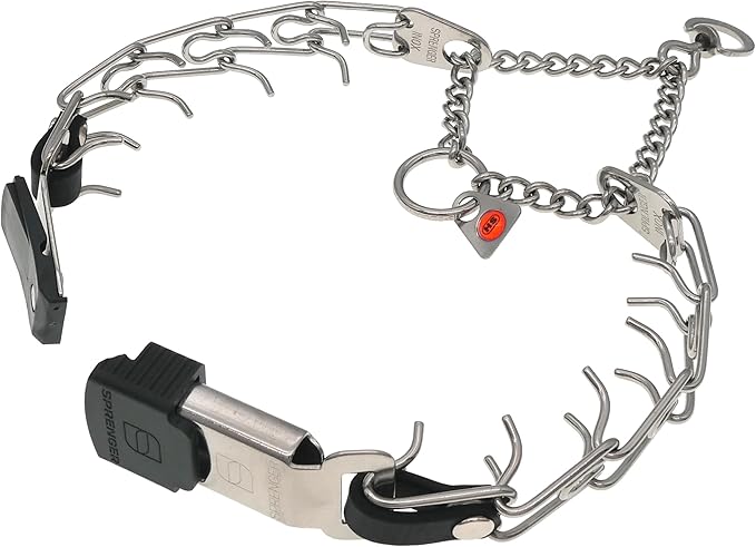 Herm Sprenger Dog Training Prong Collar with Quick Release ClicLock Buckle and Biothane Insert Stainless Steel Collar Made in Germany (16in x 2.25mm Prongs (Neck Size up to 13-14in))