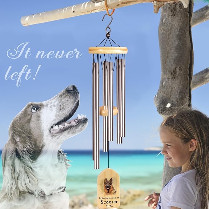 Touber Personalized Dog Memorial Wind Chime, Wind Chimes for Pet Loss, Bereavement Gifts
