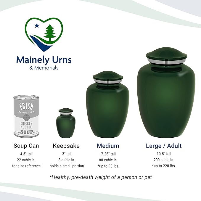 Homage Large Custom Photo Pet Cremation Urn for Pet Ashes - Vase Style Pet Urn - 200 Cubic Inch Capacity -Personalization Included (Emerald Green)