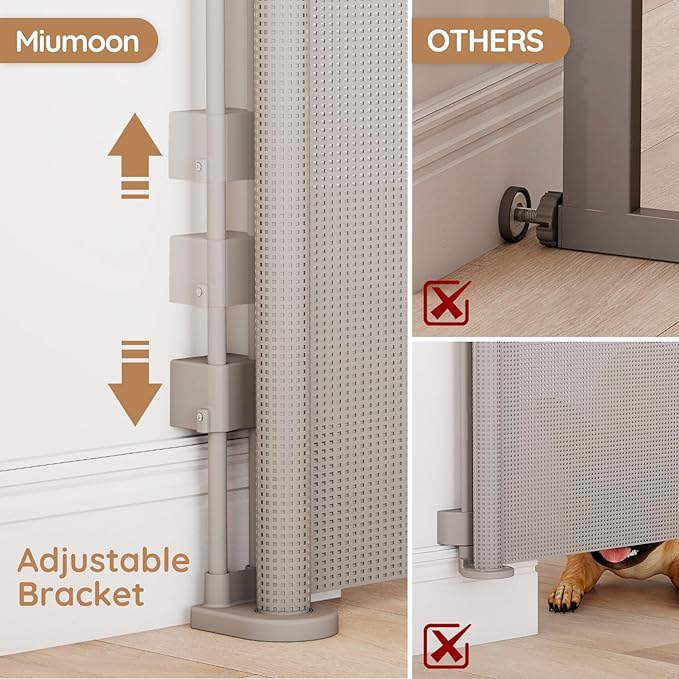 One-Hand Operation Retractable Baby Gates, 71 inch Retractable Gate with Reinforced Strip Design to Prevent Crawling Through, 6 FT Retractable Dog Gate for Stairs, Doorways, Hallways