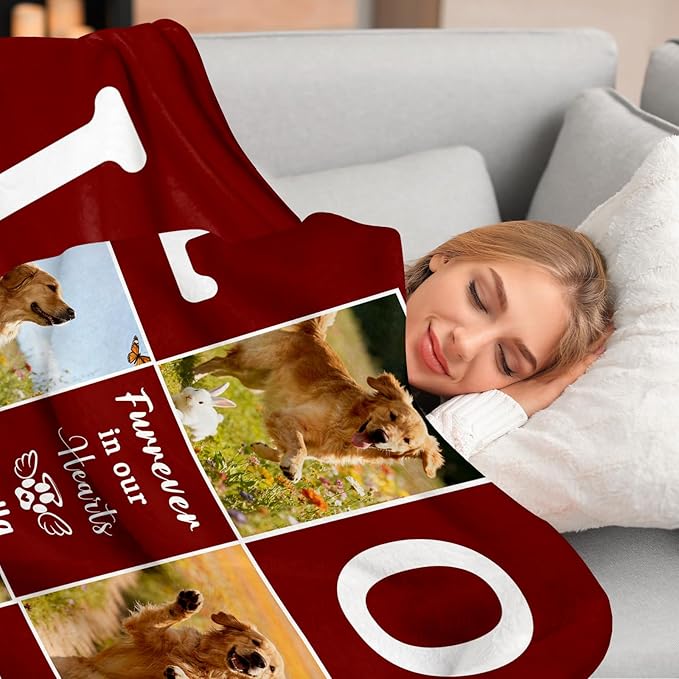 Pet Memorial Blanket Gift - Personalized Dog Memorial Blankets, Pet Sympathy Gifts for Loss of Dogs for Pets Lovers, Dog Bereavement Passing Away Gift, Custom Dogs Blanket (G)