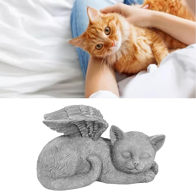 Yosoo Health Gear Pet Memorial Statue, Sleeping Angel Cat Sculpture, and Sunproof, 7.8oz