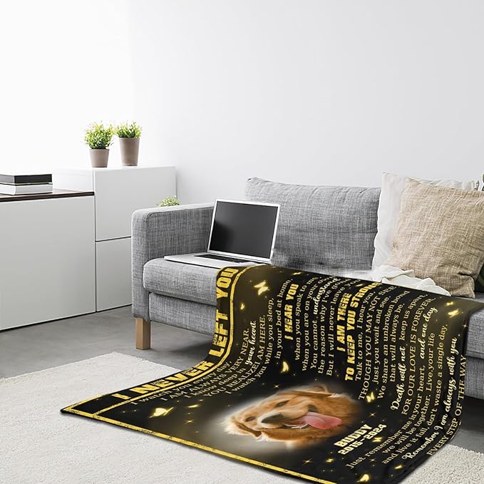 Personalized Dog Memorial Blanket with Photo:Made in USA,Custom Pet Memorial Gifts for Loss of Dog,Cat,Pet,Sympathy Bereavement for Loss of Lover