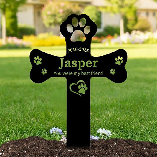 Personalized Dog Grave Marker Outdoor, Waterproof Memorial Cross for Dog Grave with Custom Name Dates, Garden Grave Markers for Dogs, Sympathy Gift for Loss of Pet