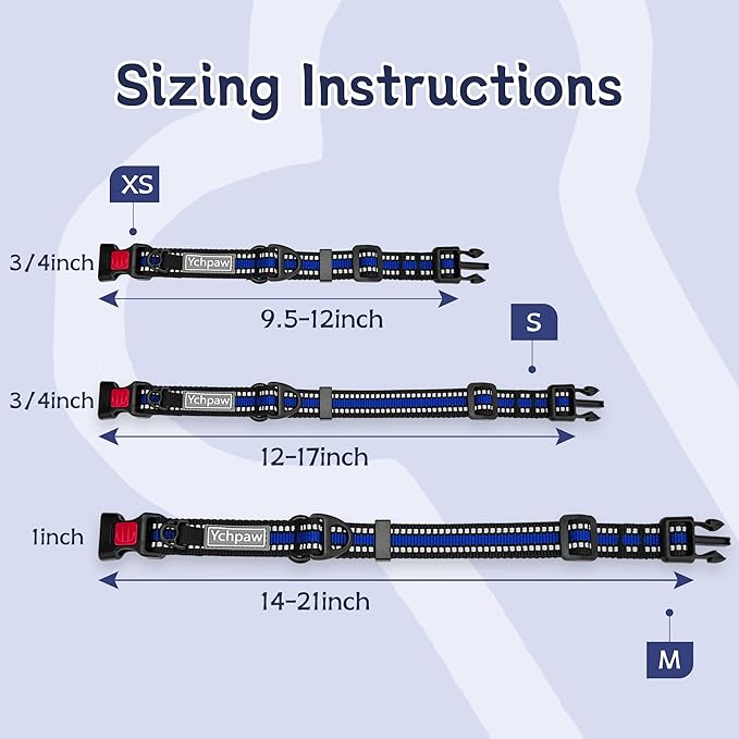 Martingale Collar for Dogs Reflective Collar with Quick Release Buckle, Adjustable Nylon Collars for No Slip Dog Collar, Blue, S