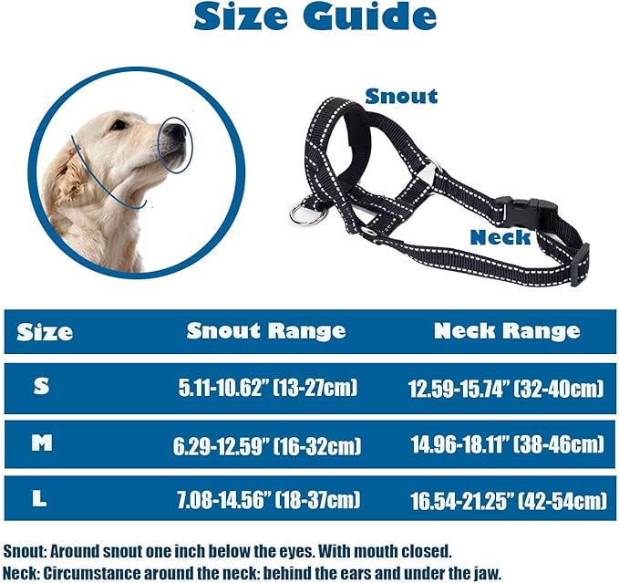 Dog Head Collar with Reflective Fabric, Adjustable Dog Head Harness to Prevent Pulling for Small Medium and Large Dogs(S, Red)