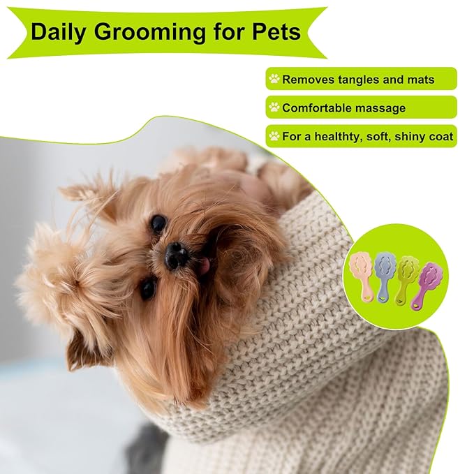 Cloud-Shaped Soft Bristle Puppy Brush for Small Dogs - Yorkie, Shih Tzu, Maltese, and Toy Poodles Grooming Tool with Detachable Lint Comb and Gift Box （Green）