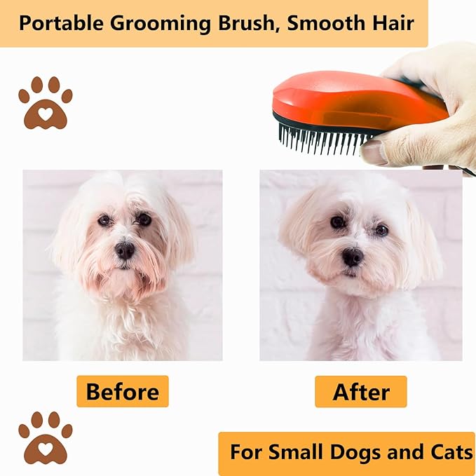 Puppy Brush, Soft Dog Brush for Grooming, Puppy Hair Remover Brush Comb, Grooming Tool for Poodles,Teddy, Yorkies, Maltese, Shih Tzu, Chihuahua, Orange