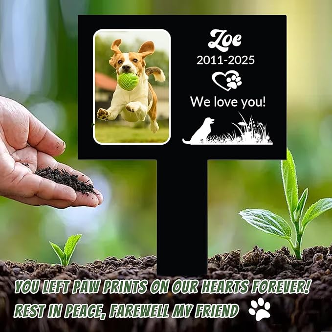 Custom Dog Memorial Gifts for Loss of Dog, Personalized Pet Grave Marker with Name and Date, Weatherproof Dog Headstone for Graves Outdoor, Pet Tombstones Grave Markers for Dogs (B-Rectangle 1)
