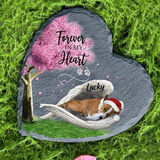 SHAANT Personalized Basenji Sleeping Angel Wing Garden Stone, Dog Memorial Garden Stone Plaque, Dog Memorial Gifts, Dogs Bereavement Gift, Loss of Dog Sympathy Gift