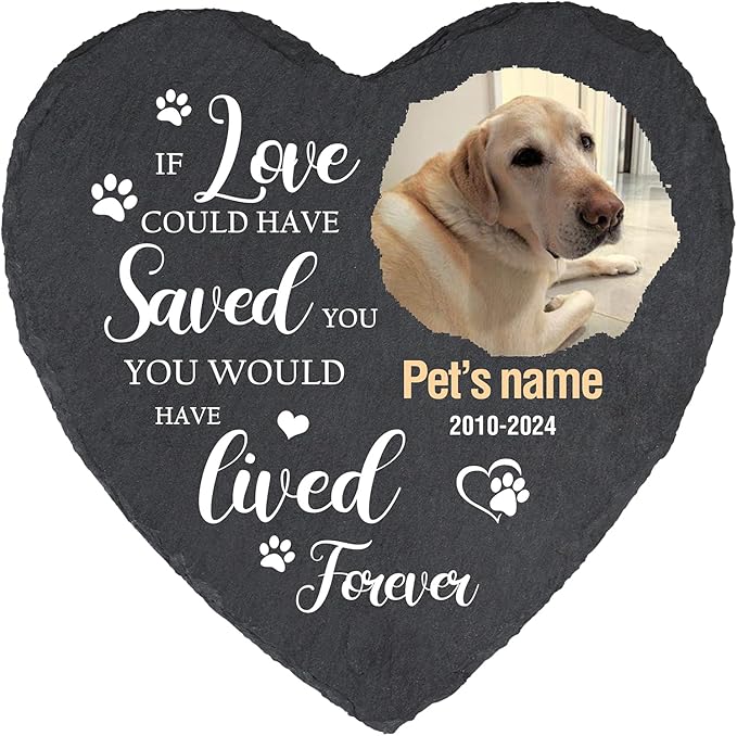 Cowcute Personalized Pets Memorial Stones with Photo and Name, Customized Dog Memorial Gifts for Loss of Dog, Loss of Cat Sympathy Gift, Dog Passing Away Gifts, Dog Bereavement Gifts