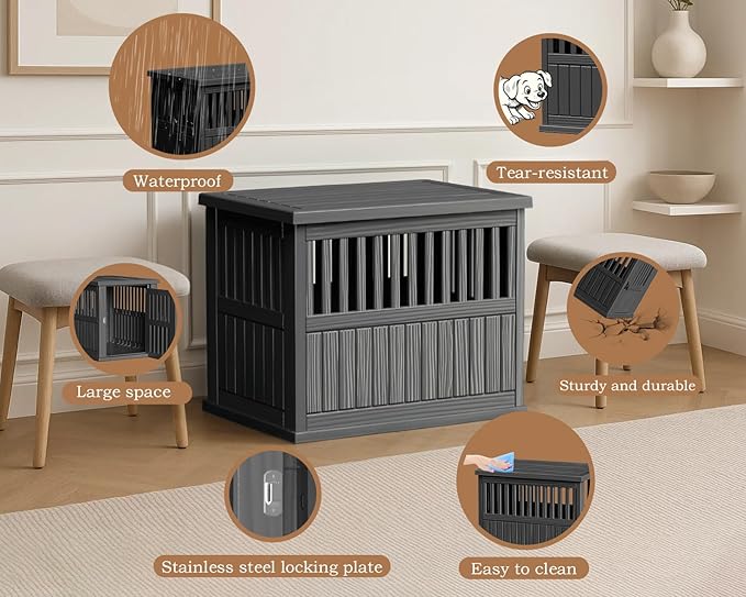 ATMLT Dog Crate Furniture for Medium Dogs, 30" Dog Kennel Indoor with Lockable Latch, Modern Dog Cage End Table, Escape-Proof and Chew-Proof, Durable and Sturdy