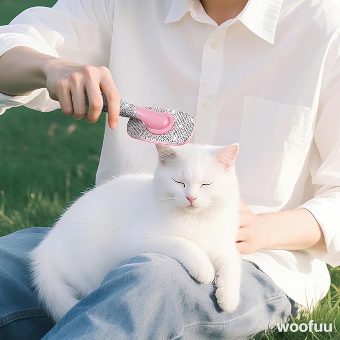 Pet Grooming Brush with Ceramic Clay Craft & Diamond-Embedded Design - Washable, 360° Rotating Head for Dogs/Cats.Large 16x10cm