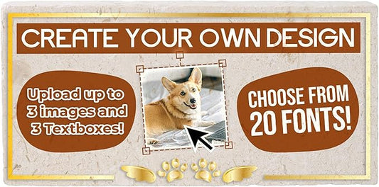 Personalized Pet Memorial Stones, 6x12 Create Your Own Pet Grave Markers as Keepsake or Pet Remembrance, Pet Loss Gifts for Bereaved Pet Owners, DIY Personalized Pet Memorial Limestone (Design 3)