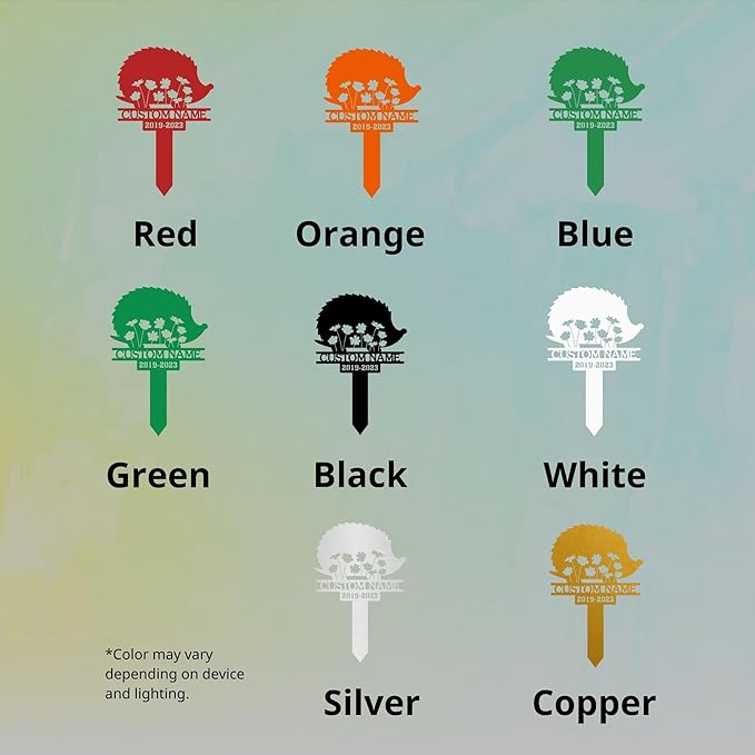 Pet Grave Markers Personalized, Hedgehog Metal Grave Stake, Pet Loss Sympathetic Outdoor Plaque, Hedgehog Memorial Keepsake Garden Sign, Waterproof, Pet Loss Sympathy Gifts
