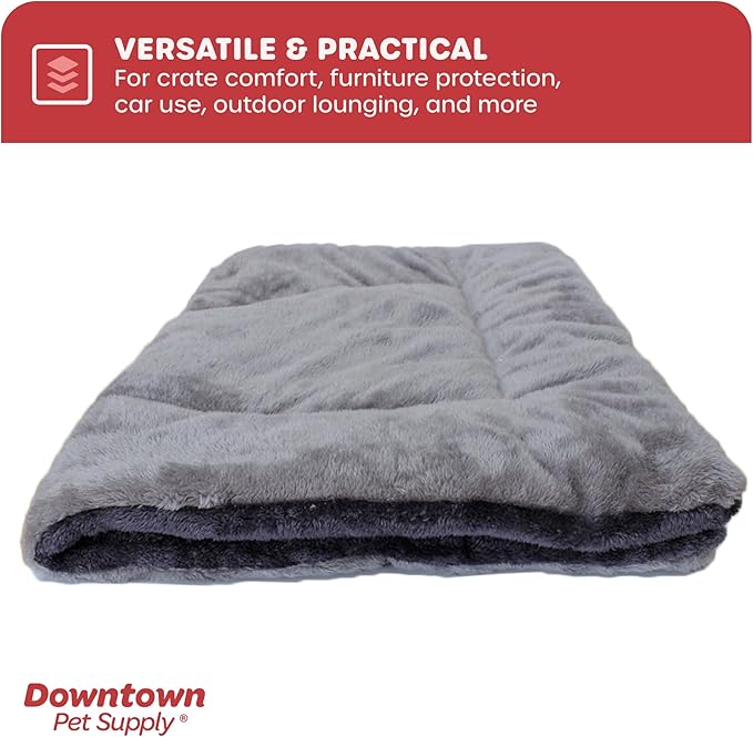 Downtown Pet Supply - Comfort Dog Crate Mat - Soft Fleece Nap Mat - Easy Maintenance, Machine Washable - Charcoal/Silver - 24 in x 18 in - Small Pet Bed