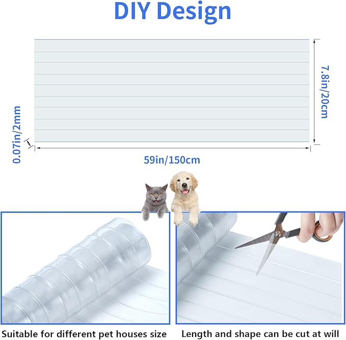 4.9 Feet x 7.8 Inch Dog House Plastic Door Flap, Clear Doggie Door Replacement Flap with 4 Screws, Easy to Cut & Install Vinyl Door Flap for Dog Cat Chicken House