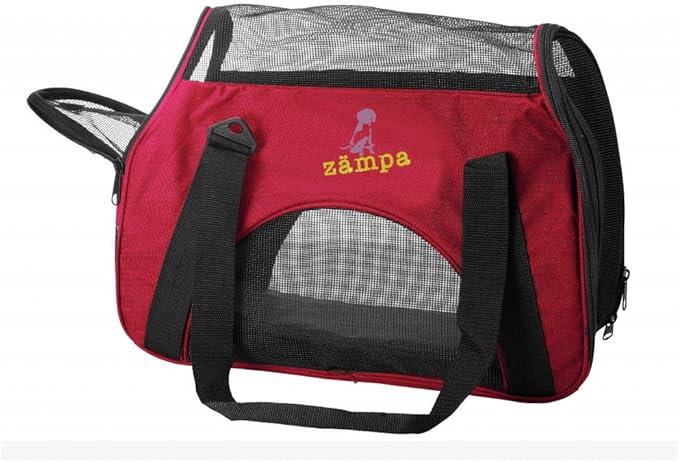 ZAMPA Soft Side Pet Travel Carrier TSA Approved, Under Seat Compatibility, airline approved for Large Cats, Medium Puppys, Small Dogs, 2 Openings, W/Shoulder Strap.