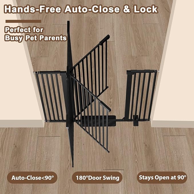 41" Extra Tall Baby Gate for Big Dog No Jumping Over,54.7-63.0" Wide Pet Safety Gate Indoor for Doorways No Drilling,Auto Close Child Puppy Gates for Stairways Pressure Mounted (Black)