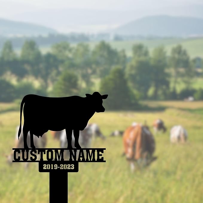 Custom Memorial Metal, Pet Memorial Remembrance Grave Marker, Pet Loss Bereavement Stake, Pet Grave Stake Pet Garden Decor, Loss of Cow Plaque