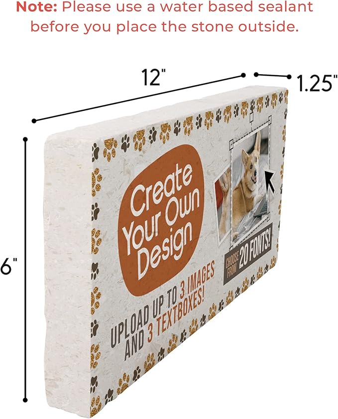 Personalized Pet Memorial Stones, 6x12 Create Your Own Pet Grave Markers as Keepsake or Pet Remembrance, Pet Loss Gifts for Bereaved Pet Owners, DIY Personalized Pet Memorial Limestone (Design 7)
