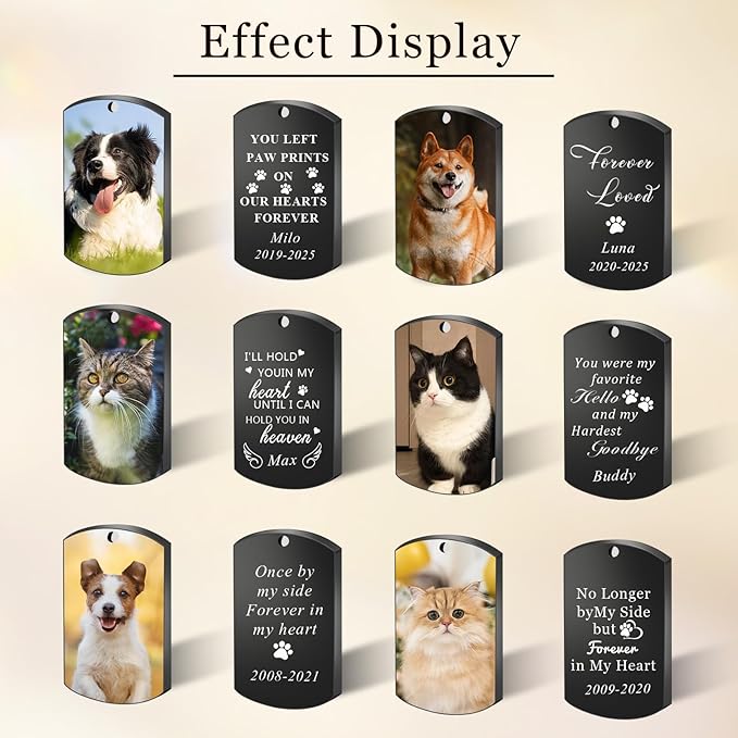 QYH Personalized Pet Urn Cremation Necklace for Ashes – Custom Keepsake Necklace with Photo and Text, Memorial for Dog Loss (Black-UV)
