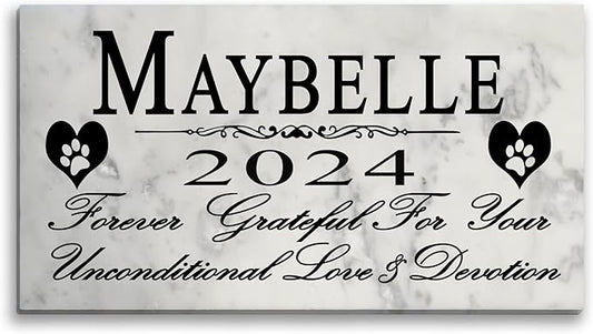 Broad Bay Dog Pet Memorial Gift Stone Solid Marble Personalized Pet Plaque Garden Marker Indoor or Outdoor Grave Headstone 12" x 6" (Forever Grateful)
