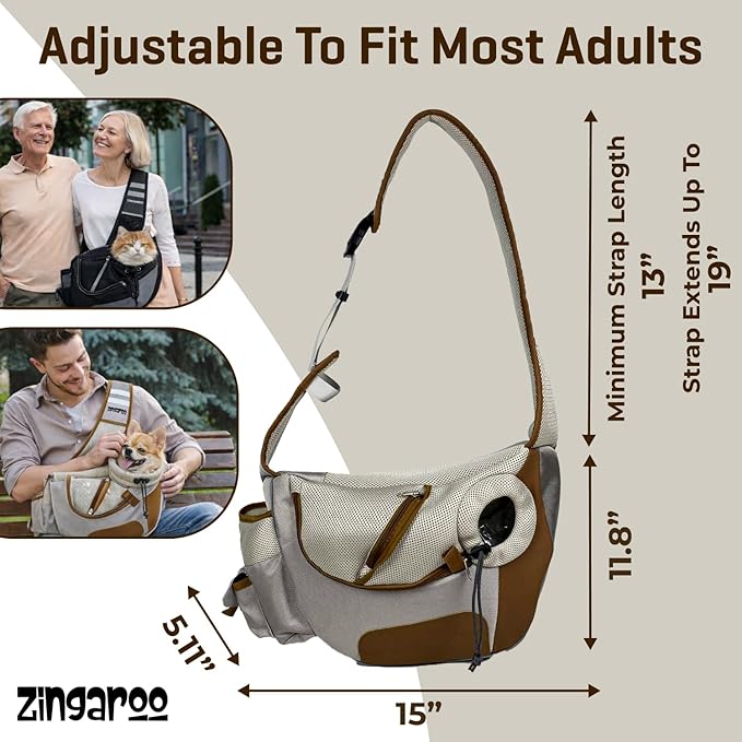 Hands-Free Sling Pet Carrier for Cats and Small Dogs up to 12lbs – Travel Set Includes Foldable Water Bowl & ID Card – Breathable Mesh, Safety Hook & Adjustable Padded Strap for Walking & Travel