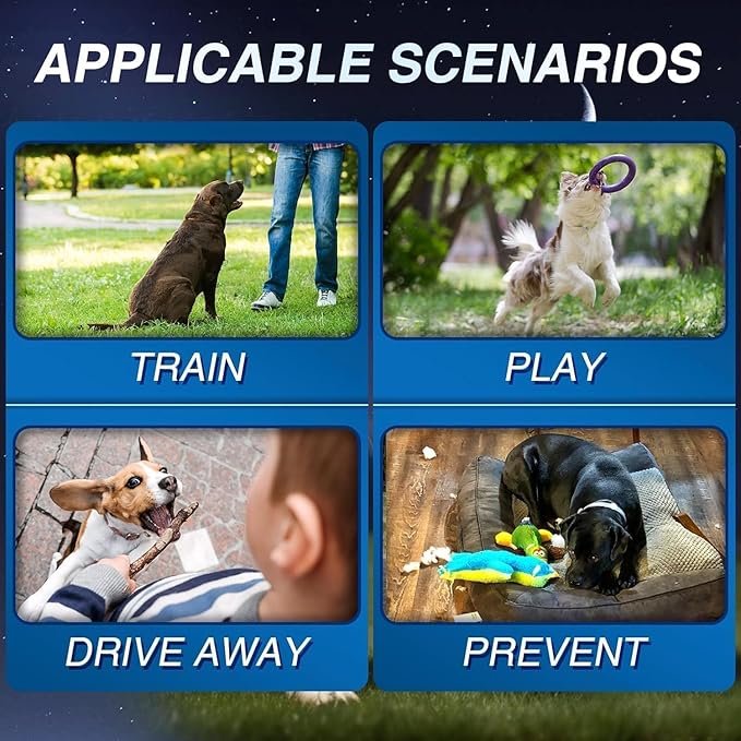 Dog Bark Deterrent Devices, Ultrasonic Anti Barking Device for Dogs, Barks No More Dog Training Device, Stop Dog Bark Control Deterrent Device Indoor Outdoor, Safe for Human & Dogs, Contains Battery