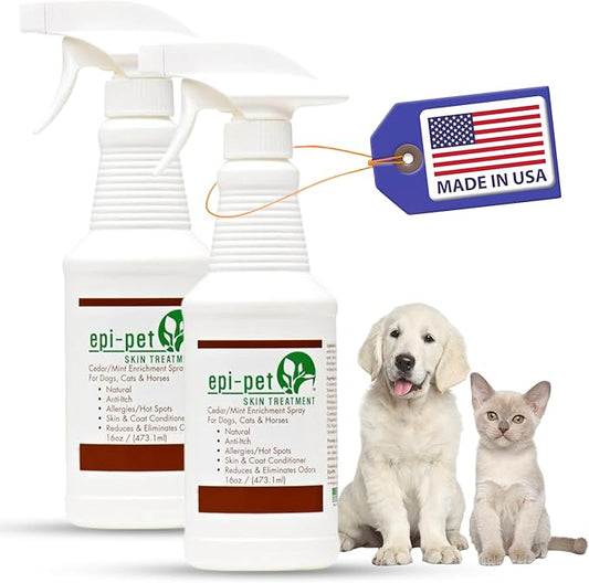 Epi-Pet Veterinary Formulated Dog Hot Spot and Dog Itch Spray, Pet Skin Treatment Spray for Allergies, Deshedding and Redness, Use it as Skin and Coat Conditioner 16 Fl Oz (Pack of 2), Cedar