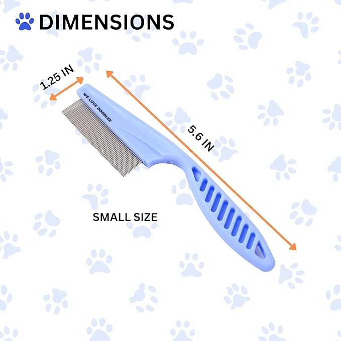 Dog Face Comb, Flea Comb for Dogs, Fine Tooth Tearstain Remover Metal Comb, Removes Crust, Mucus, and Stains, Face Brush for Poodles & Other Breeds, Grooming Brush for Pets, Small [We Love Doodles]