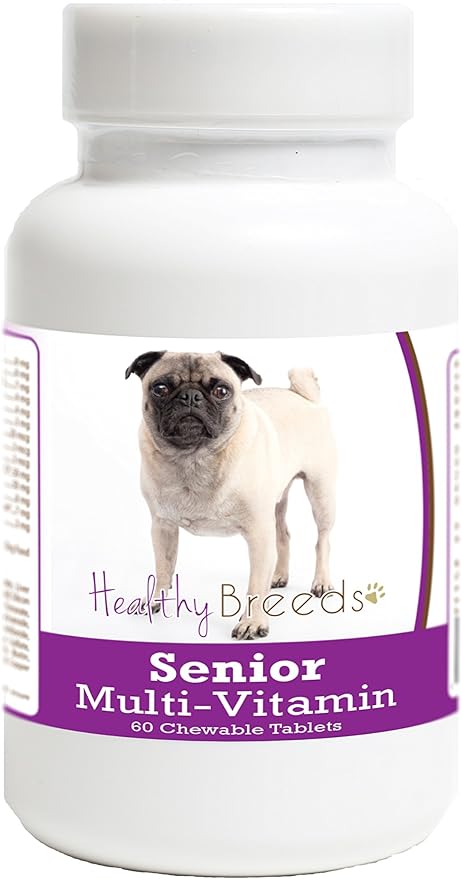 Healthy Breeds Pug Senior Dog Multivitamin Tablets 60 Count
