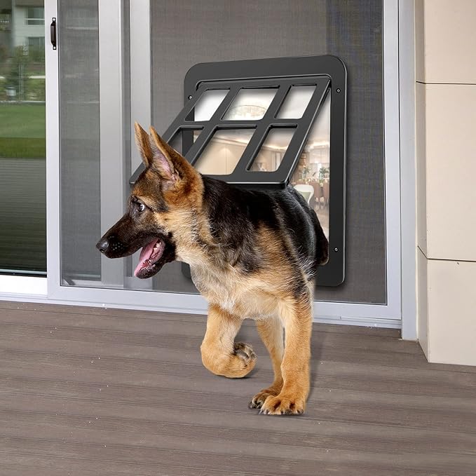 Ownpets Dog Screen Door, Inside Door Flap 11x13 Inch Lockable Pet Screen Door Magnetic Closure Sturdy Doggie Door for Screen Door(Black)