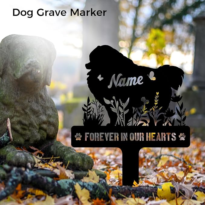 Custom Pomeranian Pom Dog Memorial Stake, Personalized Dog Grave Marker, Metal Pet Tombstone, Outdoor Sympathy Sign for Garden Yard Decor, Pet Loss Gift