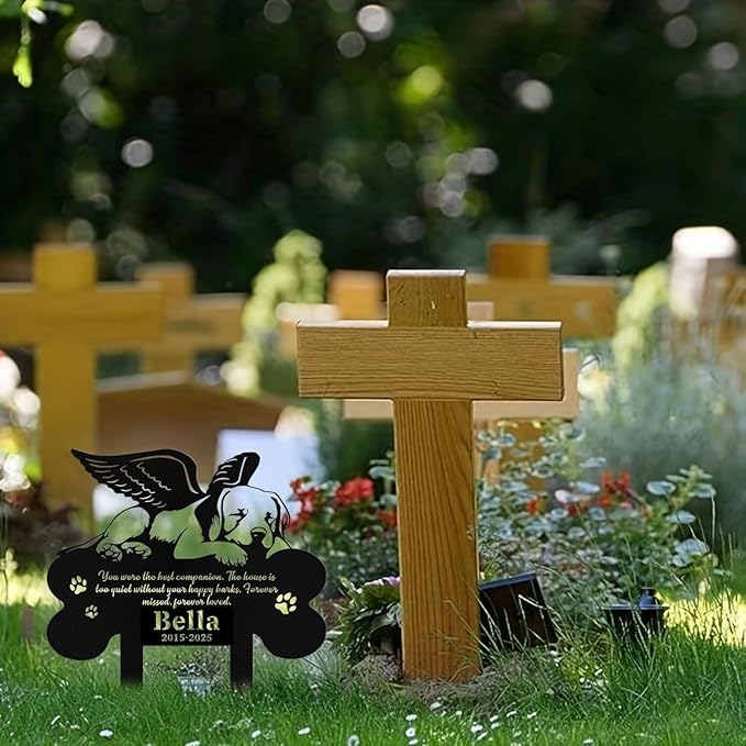 Custom Dog Grave Markers Outdoor, Personalized Pet Grave Marker Stake Dog Memorial, Outdoor Weatherproof Pet Cemetery Sign, Personalized Dog Memorial Gifts for Loss of Dog