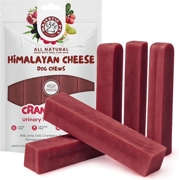 Majestic Pet Himalayan All-Natural Cheese Dog Chews - Long Lasting Dental Chew for Dogs - Healthy Pet Treats with Beneficial Ingredients (Urinary Tract Wellness, Large, 5 Pack)