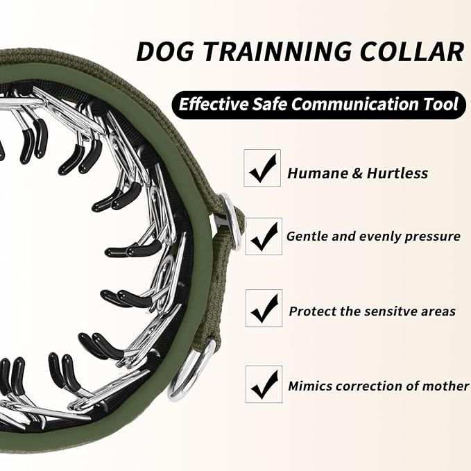 Martingale No Pull Dog Collar for Large Medium Small Dogs, Heavy Duty Nylon Reflective Adjustable Anti Pull Slip Collar with Buckle for Training Walking S Army Green