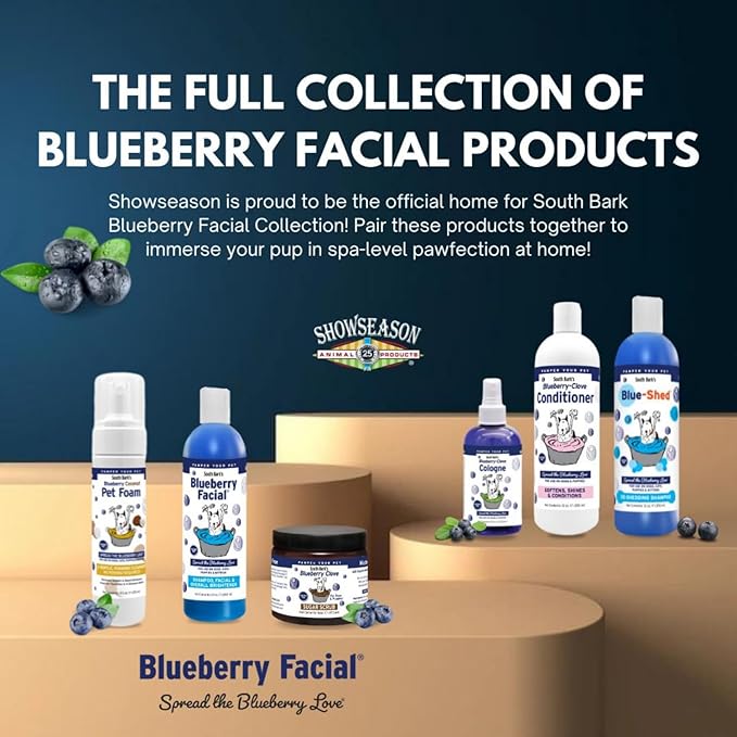 Showseason Animal Products South Bark's Original Blueberry Dog Cologne 8.5 oz. | Dog Perfume Long Lasting | Deodorizing Spray | Same Scent As The Famous Blueberry Facial®