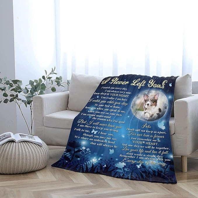 Personalized Dog Memorial Blanket with Photo:Made in USA,Custom Memorial Gifts for Loss of Dog,Cat,Pet,Sympathy Bereavement for Loss of Pet