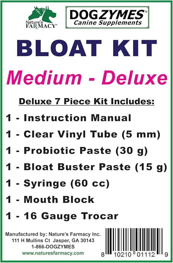 Dogzymes Deluxe Bloat Kit - Emergency kit for Dogs with Bloat (Medium)