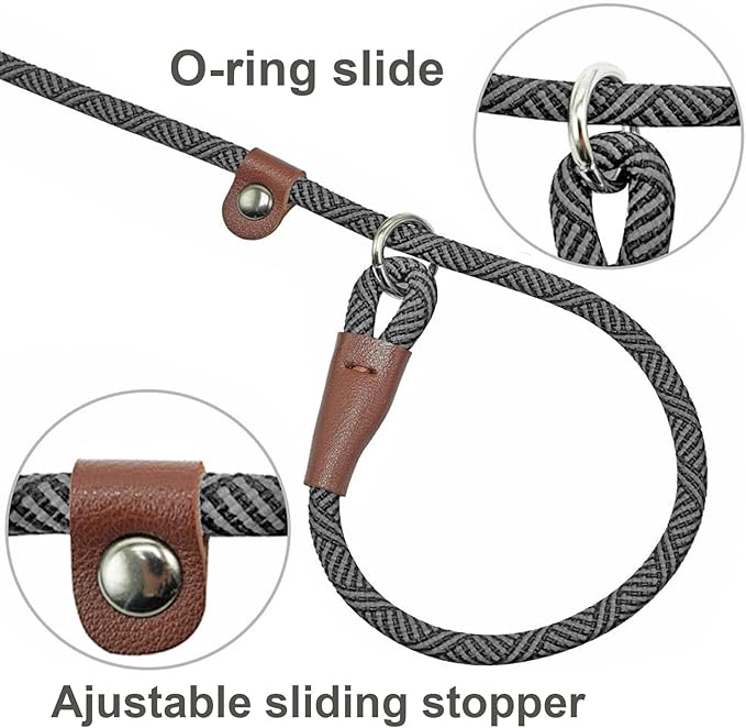 Slip Lead Dog Leash, 1/4" x 5ft Small Dog Training Leash No Pull Slip-on for Small Medium Dogs (Black)