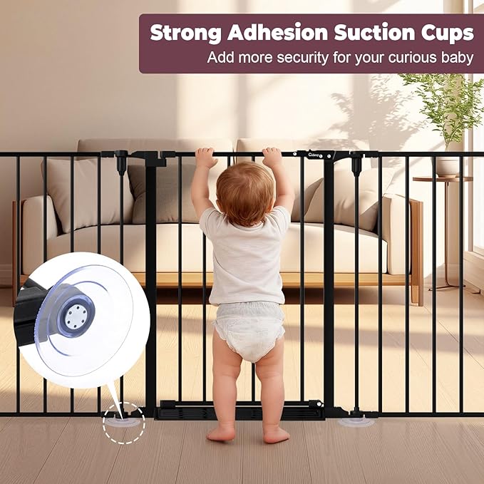 127.5" Extra Wide Baby Gate for Fireplace Christmas Tree, Configurable 5 Metal Panels Baby Fence, Child Gate for Wide Openings with Anti-Trip Pedal, Long Kid Gate for Dog Pet, 28'' Tall Black