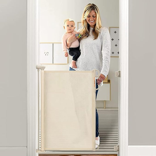 Momcozy Retractable Baby Gate, 33" Tall, Extends up to 55" Wide, Child Safety Baby Gates for Stairs, Doorways, Hallways, Indoor, Outdoor