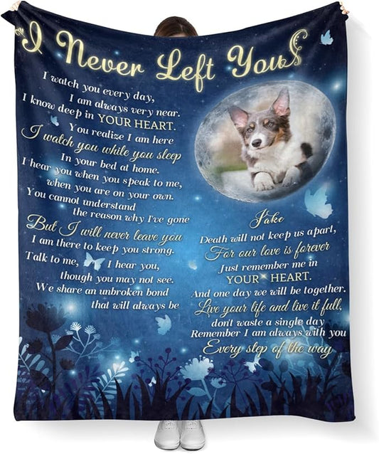 Personalized Dog Memorial Blanket with Photo:Made in USA,Custom Memorial Gifts for Loss of Dog,Cat,Pet,Sympathy Bereavement for Loss of Pet