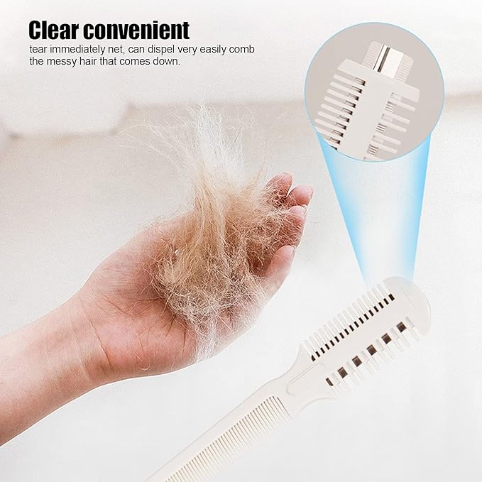 2 in 1 Pet Hair Thinning Comb, Pet Razor Combs with 5 Blades, Hair Cutter Comb Suitable for Removing Tangles, Knots and Loose Hair