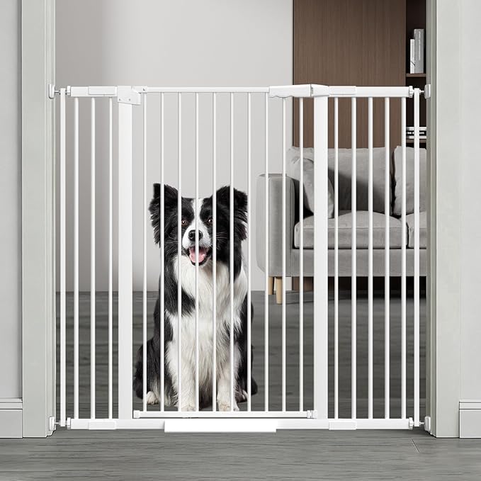 40.55" Tall, 34.05-45.86 Inch Wide, 1.37" Ultra Narrow Spacing Dog Pet Baby Gate Indoor for Doorway Hallway, Pressure Mounted 35 36 37 38 39 40 41 42 43 44 45 Inches Wide