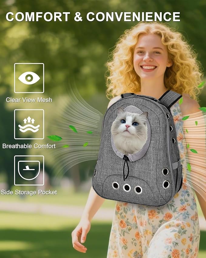 Pet Dog Backpack Carrier Small Doggy Front Backpack,Large Space Cat Carrier Backpack,Ventilated for Hiking,Camping,Travel,Suitable for Shopping and Vet,Max 12 lbs(‌Gray)